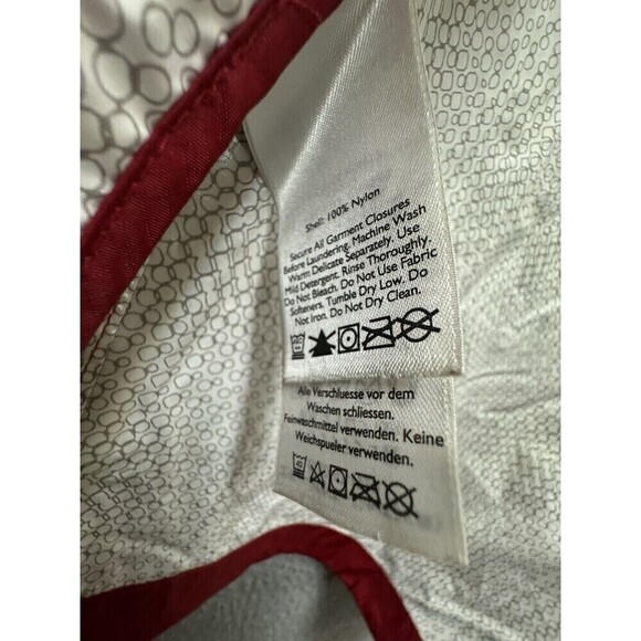 Eddie Bauer Rain Jacket Mens TXL Red Hooded Lined Pockets Full Zip Rain Coat - Picture 9 of 15